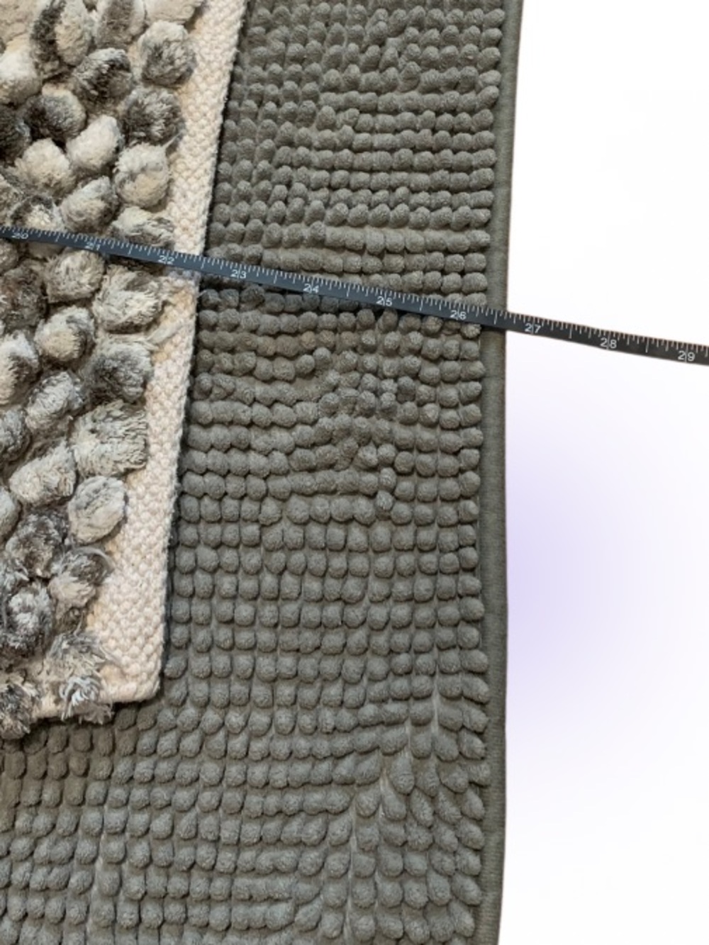 Gray Bath Rug Set - Textured Chenille & Pom - Picture 5 of 6